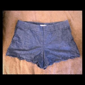 Loft Chambray Scallop Edged Shorts Size 8
